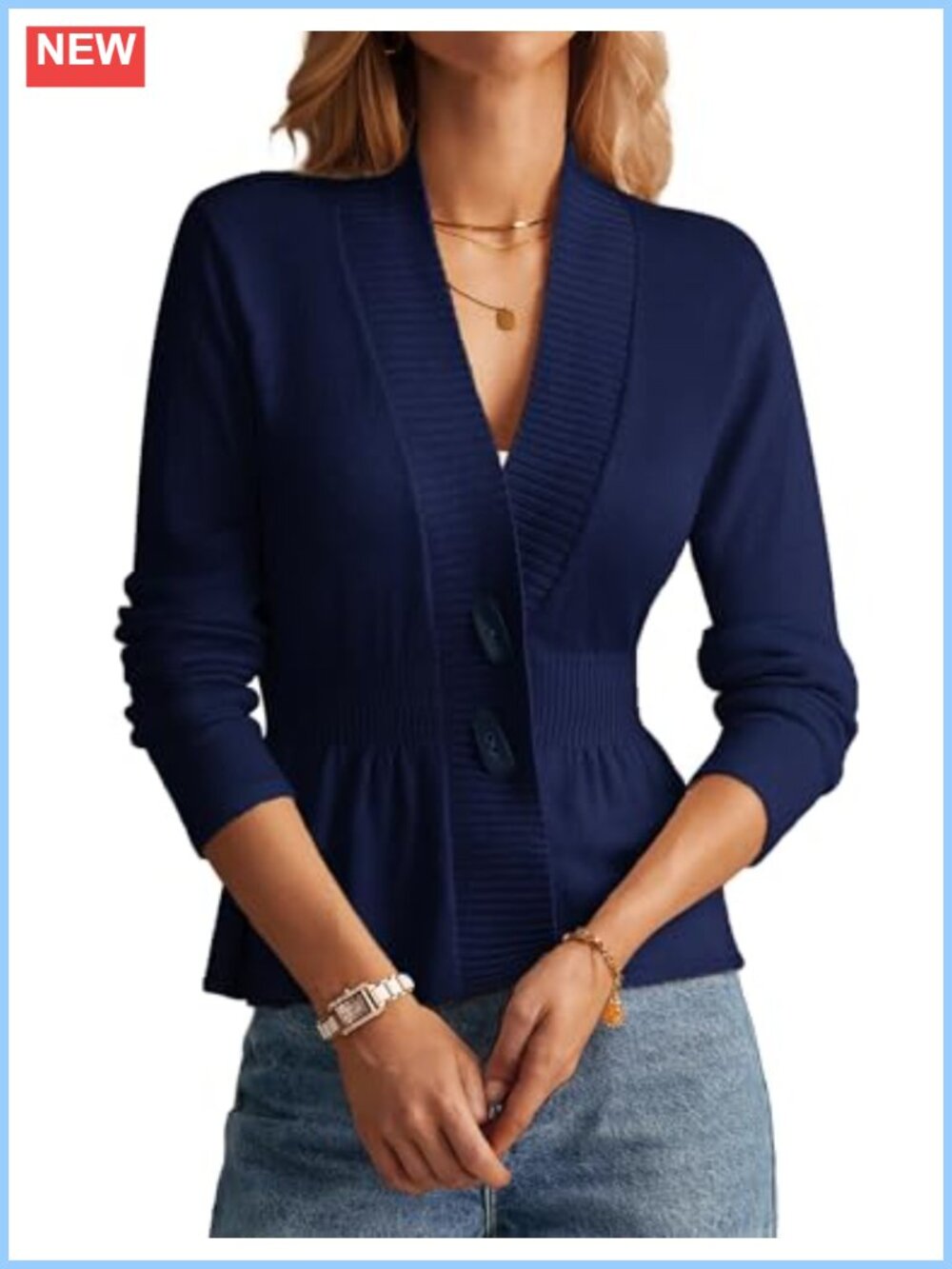 Lightweight Open Front Crochet Cardigan Button Down Knit Peplum Sweater